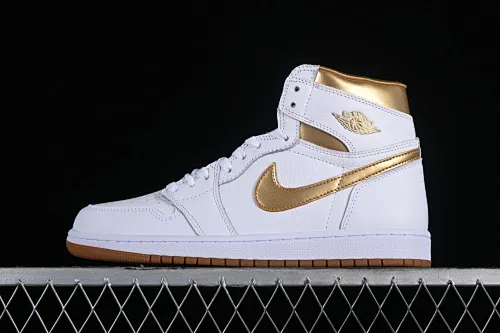 All categories Air Jordan Jordan series basketball shoes Air Jordan 1 High Air Jordan 1 High OG "Metallic Gold" AJ1 Joe 1 luxury platinum high-top basketball shoes FD2596-107